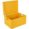 Creative Deco XXL Gialla Grande Scatola in Legno Porta Oggetti | 40 x 30 x 24cm | Coperchio e Maniglie | Contenitore Giochi Bambini Cassetta Baule Portagiochi | Per Decoupage e Decorare, Regalo