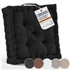 Beautissu Set di 2 cuscini da pavimento 100% cotone con maniglia interno | 50x50cm materasso spesso 10cm nero cuscino per sedia con esterno seduta Mila