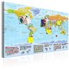 murando - Pannello di Fibra con Puntine - Mappa Mondo 120x80 cm 1 Pezzo - Bacheca & Quadro su tela in un uno - Decorativo per Parete - Lavagna Grande per le Note Ufficio - Geografica k-A-0204-v-a