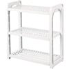 Generic Scaffale di stoccaggio a tre livelli, mensole da scrivania in plastica, organizer per cosmetici, organizer regolabile per doccia, supporto per stoccaggio cosmetico (bianco)