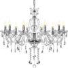 Ridgeyard Lampadario barocco a 10 bracci, lampadario da soffitto in cristallo K9 lampadario a sospensione lampada da soffitto con catena regolabile, trasparente