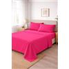 Corredocasa Completo Letto Lenzuola in Cotone, Qualità Made in Italy - PURO COTONE 100% Morbido e Traspirante in ogni Stagione - SET Lenzuolo Sotto con Angoli, Sopra e 2 Federe (Fucsia, Matrimoniale)
