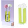 BestAlice INIFLM Vaso Trasparente per Fiori Vaso Minimalista Colorato Decorativo, Vaso Moderno in Acrilico Trasparente, Vasi in Vetro Acrilico Trasparente per Centrotavola,(Verde Fluorescente Semi colorato)
