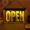 KEYQEEN Open Insegna al Neon a LED Aziendale, Negozio Club Bar Luci al Neon intagliate 3D per Decorazioni murali Segnaletica Luminosa USB,Giallo,60x40cm