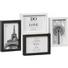 emmevi Cornice Portafoto Multipla Mosaico Legno MDF Porta Foto Parete Bianco Nero 4 Foto Da 10x15 Cm