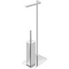 Inbagno Piantana Porta Rotolo E Porta Scopino Da Appoggio Per Bagno In Acciaio Cromato Linea Style, L 16 x P 20 x H 71 Cm, Dotata Di 1 Braccio Con Fermo E Spazzola WC Con Contenitore