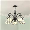 Agteruo Lampadario Moderno in Stile Tiffany, lampadari in Vetro colorato Bianco, Lampada a Sospensione in Vetro a Forma di Cono, 5 luci, Lampada a Sospensione per Sala da Pranzo