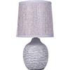BRUBAKER lampada da tavolo o comodino - 27 cm - grigio - base in ceramica con struttura - paralume in lino