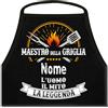 Shirtoo Grembiule Barbecue Personalizzabile per Uomo - Maestro della Griglia con Nome Personalizzato | Regalo Personale per Uomini Appassionati di Barbecue | per Natale, Compleanni, San Valentino
