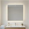 Kiamami Valentina - Specchio Bagno Retroilluminato LED | Reversibile Verticale/Orizzontale | Telaio ABS Grigio | Montaggio Facile | Specchio per Bagno 80x70, 80x70 CM