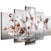 B&D XXL - Quadro Fiori Orchidea 200x100 cm 5 Pezzi - Stampa su Tela Strutturata XXL Grande - Quadri Moderni Componibili Camera da Letto Matrimoniale - Stampe da Parete Arte - Astratto