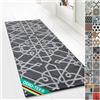 Floordirekt Tappeto passatoia con Motivo, Realizzato su Misura, per Cucina, corridoio e Soggiorno, Ornamento Vintage a griglia Orientale (80 x 150 cm, Navelli Nero)