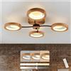 LAMPLAY Lampada Da Soffitto Moderna A LED, Lampadario Ø74cm Dimmerabile Con Telecomando 3000K-6000K, Braccio Nero + 4 Anelli In Legno, Paralume In Metallo, Soggiorno Camera Da Letto Sala Da Pranzo