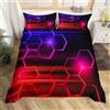 Homemissing Set di biancheria da letto a nido d'ape per bambini, ragazzi e ragazze, set copripiumino geometrico con alveare, per letto singolo, decorazione per camera da letto, colore: rosso e viola, 2 pezzi