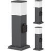 ledscom.de 3 lampioni da marciapiede POLLY per esterni, 35 cm, antracite, presa di corrente, con lampadina G9 inclusa, 596 lm, bianco