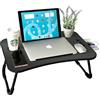 unycos - Vassoio per la Colazione e da Letto【60x40x26 cm】Tavolo Pieghevole con Leggio, Supporto Multifunzionale per Computer Portatile, Tablet, Lavorare, Leggere (Tutto Nero con Cassetto)