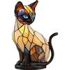 Generico Lampada In Vetro Colorato Con Gatto - Lampada A Forma Di Gatto 3D Vintage A LED In Resina | Decorazione Da Tavolo Decorativa Per Luce Notturna In Resina Dipinta A LED Per La Casa (A)