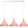 iDEGU 3 Luci Lampadario a Sospensione Retrò LED Lampada a Soffitto in Legna Metallo Moderna Lampada a Sospensione Stile Scandinavo Plafoniera per Sala da Pranzo Soggiorno Cucina (Rosa, Barra)