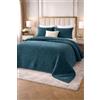 Generico Copriletto Trapuntato Coste Velour in Velluto a Costine, Coperta Letto Matrimoniale Elegante e Morbida, Copriletto Moderno Tinta Unita per Camera da Letto - Design Made in Italy (Petrolio)