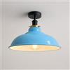 LEDSone Lampada da soffitto industriale vintage a semi-incasso a LED, lampada da incasso a soffitto a forma di ciotola in metallo, paralume blu scuro, decorazione per interni del soggiorno, base E27