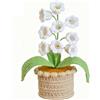 Sinlay Lampada da scrivania con mughetto all'uncinetto fatta a mano,luce notturna con fiori uncinetto,piante e fiori artificiali,decorazione per la casa,cuore di fiore di perle, per decorazioni e regali (D)