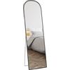 HOMCOM Specchio da Terra ad Arco Moderno, 50x170 cm Specchio da Parete e Autoportante a Figura Intera con Cornice in Lega di Alluminio e Supporto, per Camera da Letto, Soggiorno e Ingresso, Nero