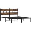 vidaXL Giroletto Senza Materaso in Metallo Rovere Fumo 160x200 cm, giroletto con testiera, Struttura Letto, Telaio Letto, giroletto con Testata