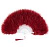 SHTGOI Ventaglio in piume vintage pieghevole con nappe elegante ventaglio da ballo da donna piume ventaglio pieghevole per festa a tema matrimonio ballo di fine anno rosso vino
