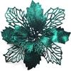 GL-Turelifes - Confezione da 12 stelle di Natale artificiali, glitterate, decorazione per ghirlanda natalizia e albero di Natale, diametro 16 cm, con 12 aghi verdi flessibili