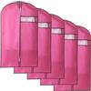 ZHAOBEIK 5 Confezioni di Custodie per Abiti, Copri Cappotti per Armadi in Tessuto Non Tessuto per Appendere I Vestiti, Copri Giacche da Armadio con Finestra per Abiti, Cappotti, Uniformi(Pink,60x125cm/24x49in)