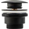 Rea Tappo Lavandino Bagno UNIVERSALE CLICK-CLACK NERO Piletta lavabo Bagno con troppopieno Tappo pop-up in ottone (Nero)