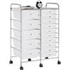 Yaheetech Cassettiera Torre di stoccaggio Carrello Portaoggetti con 15 Cassetti in PP e Ferro per Ufficio/Sala da Pranzo/Cucina/Dispensa/Soggiorno Bianco