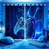 Loussiesd Tende per finestre con giochi di gioco, per camera da letto, soggiorno, gamepad, tende per bambini, ragazzi e ragazze, colore blu, tendaggi per finestre a nido d'ape, 167,6 x 183,8 cm (larghezza x lu