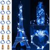 XhuangTech Confezione da 10 luci per bottiglie con sughero, 2 m, 20 LED in sughero, per bottiglie, filo di rame, funzionamento a batteria, LED per bottiglie, camera da letto, feste (blu)