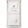 Fupies Set lenzuola culla o carrozzina per maschietto personalizzato con nome baby cerbiatto, Rosa, Lettino - culla 120x180 cm