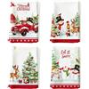 Arquiel Set di 4 Strofinacci Cucina Albero di Natale Strofinacci Cotone 100% Pupazzo di Neve Assorbente Canovacci Decorazione Regali di Vacanza 48 cm x 70 cm