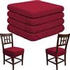 HAND Set 4 Cuscini per Sedie Cucina - Cuscini per Sedie in Legno con Elastico Perimetrale Antiscivolo, Sfoderabili con Cerniera, Imbottitura Inclusa (Rosso)
