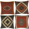INDACORIFY Set da 4 pezzi Fodera per cuscino Kilim in lana e iuta Tessuta a mano vintage turca Copricuscino decorativo Federe per la casa (Stile- 15)