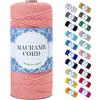 Uiopa Corda Macrame 2mm x 200m, Filo Macrame Corda Cotone Macramè Filo, 3 Fili Cordoncino Cotone Spago Colorata, Cordino per Borse Uncinetto Arazzo da Parete Artigianato Fai Da Te Appendini per Piante