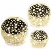 Gruppo Maruccia - Set 3 Lampade da Tavolo Sferiche Dorate con Stelle - Luce Bianca Calda - Complete di Timer - Idea Regalo