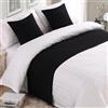 QRGMKL Premium Bed Runner per Il Piede del Letto, Tinta Unita Sciarpa da Letto in Cotone Lino copriletto Decorazione della casa Camera da Letto dell'hotel Bedding-Black||2 Pillowcases(45X45cm)