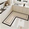 Hixingo Tappeto in Diatomite, Antiscivolo Lavabile Forma a L per Cucina e Bagno - Runner Passatoia Doccia Geometrico (120x45cm)