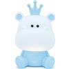 VIRTIME Lampada da Tavolo LED Touch, Lampada per Bambini Ippopotamo e Coniglietto, Ricaricabile USB-C, Luce Notturna Dimmerabile 3 Intensità Bianco Caldo (Azzurro, Ippopotamo)