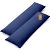 NatureMark Confezione da 2 federe per cuscini in jersey, per dormire lateralmente, cuscino per il collo, conformi all'OEKO-TEX, da 40 x 145 cm, in diversi colori e dimensioni, Blu Marino