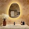 S'AFIELINA Specchio da bagno con luci a LED,60 x 45 cm,con interruttore Smart Touch,luce dimmerabile in 3 colori,anti-appannamento,funzione memoria,retroilluminato,specchio bagno asimmetrico