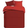 BANZAII TEXTILE INNOVATOR ONLINE Banzaii Set Copripiumino Bicolor 100% Microfibra con Federa Double Face 2 pezzi Una Piazza e Mezza 200x200 cm Bordeaux/Rosso
