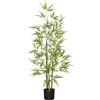 HOMCOM Pianta di Bambù Finte da 120 cm a 3 Tronchi con Vaso Ø15x12cm, Piante Artificiali in PEVA, PP e Metallo, Verde e Nero