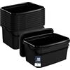 BenBow Secchio rettangolare con coperchio 10x 5l nero - adatto al contatto con alimenti, contenitore di plastica impilabile con manico - vuoto
