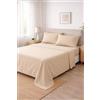 Corredocasa Completo Letto Lenzuola in Cotone, Qualità Made in Italy - PURO COTONE 100% Morbido e Traspirante in ogni Stagione - SET Lenzuolo Sotto con Angoli, Sopra e 1 Federa (Beige, Una piazza e mezza)