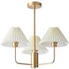 KCO Lighting Lampadario a pieghe a 3 luci in tessuto bianco Lampade a sospensione Mid Century Modern Gold Sputnik Lampadario Vintage Classic Lampadari per sala da pranzo Camera da letto